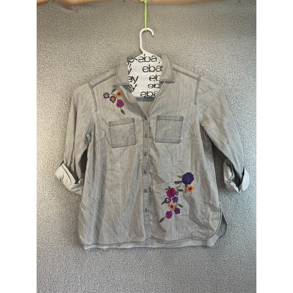 Intro Womens PXL  Buttons Long Sleeve Pocket‎ Top